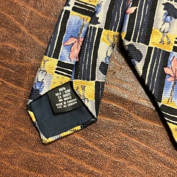 Vintage 100% silk Protocol Platimum Necktie Length 58" x4 " Wide floral/person - Picture 3 of 5